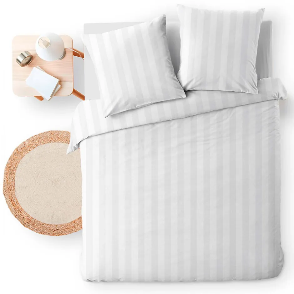 Promolinge Parure de Lit 240 x 220 cm + 2 Taies Microfibre Unie CLÉO Blanc