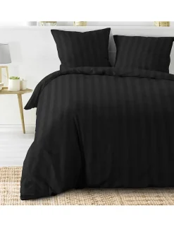 Promolinge Parure de Lit 240 x 220 cm + 2 Taies Microfibre Unie CLÉO Noir