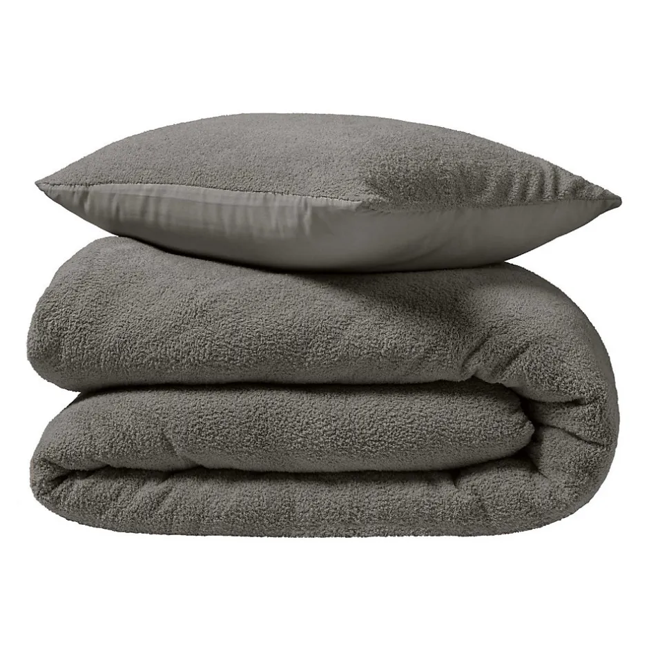 Douceur D'Intérieur Parure de lit 240 x 220 cm + 2 taies Bouclette Unie HELENA Anthracite Online
