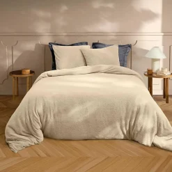 Douceur D'Intérieur Parure de lit 240 x 220 cm + 2 taies Bouclette Unie HELENA Sable