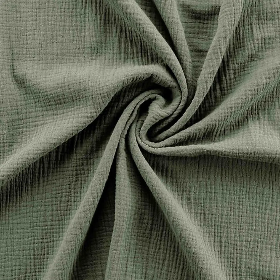 Douceur D'Intérieur Parure de lit 140 x 200 cm double gaze coton uni 57 fils Angelia Kaki Best