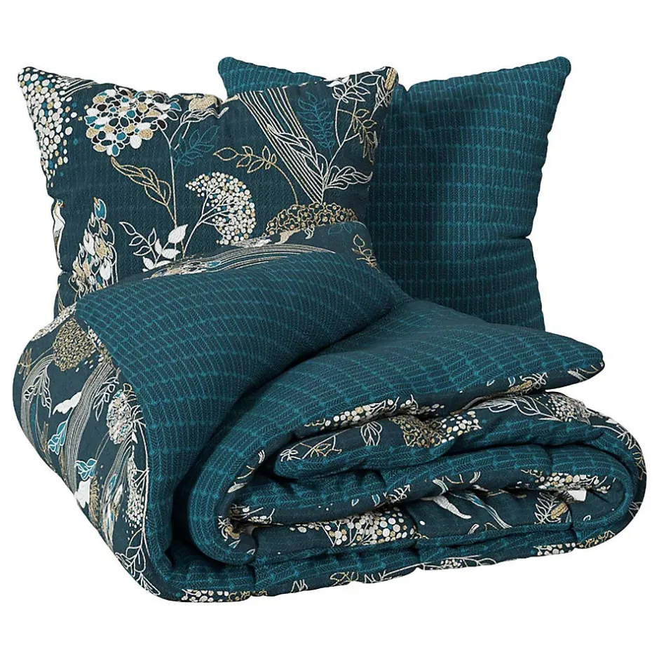 Atmosphera Créateur D'Intérieur Parure de lit Art Déco Paon en coton 240x220 cm - Atmosphera Outlet