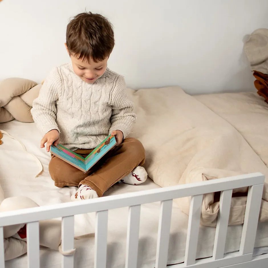Sevira Kids Parure de lit bébé réversible housse de couette et taie d'oreiller en Lin lavé