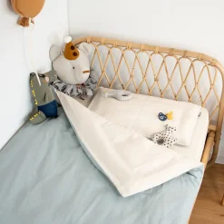 Sevira Kids Parure de lit bébé réversible housse de couette et taie d'oreiller en Lin lavé