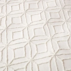 Homescapes Parure de lit blanche tuftée à motif géométrique, 260x220cm -