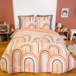 Linnea Parure de lit collection LOVE 240x220 cm pur coton rose 3 pièces