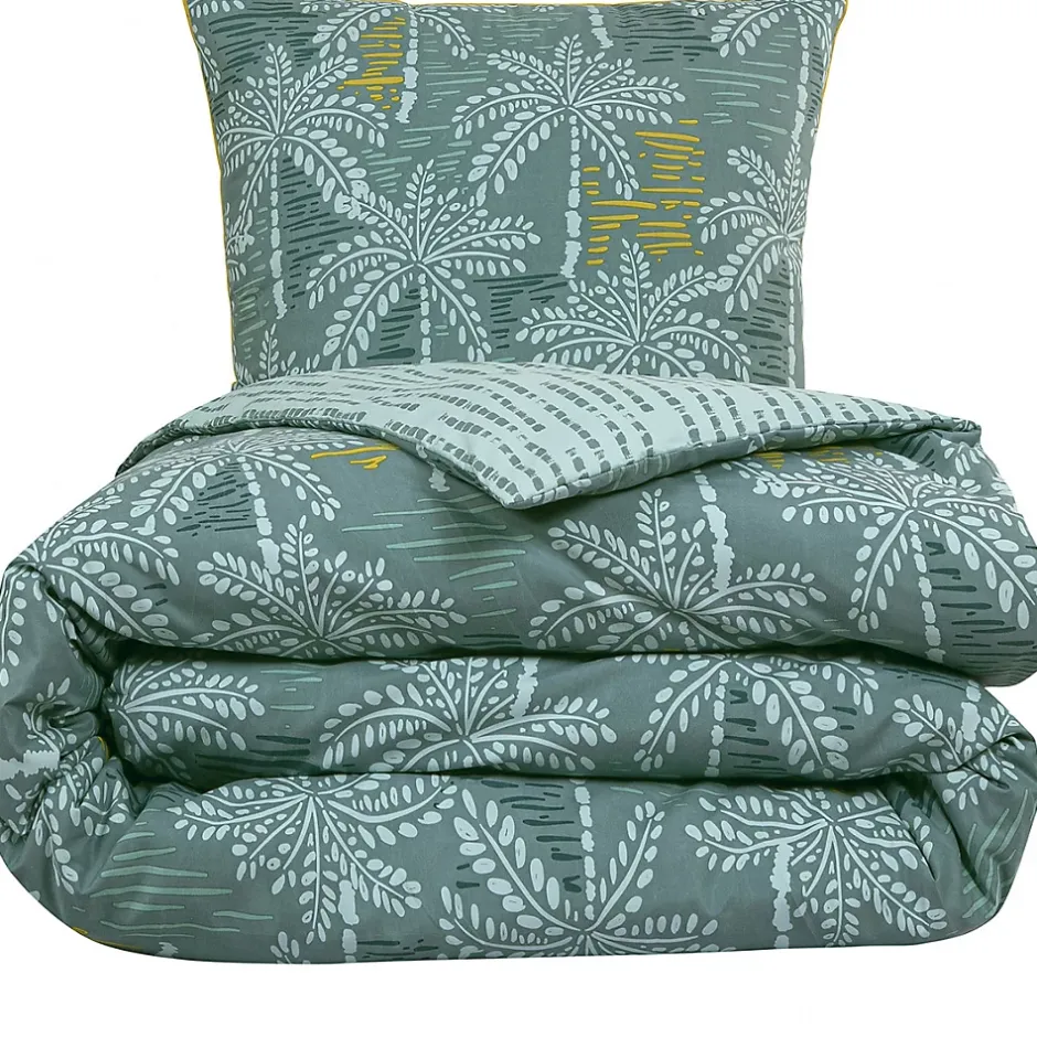 Future Home Parure de lit double palmiers en microfibre lavée 240x220cm Sale