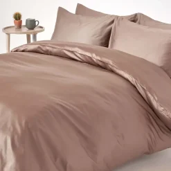 Homescapes Parure de lit en coton égyptien bio 400 fils marron, 260x220cm - Sale