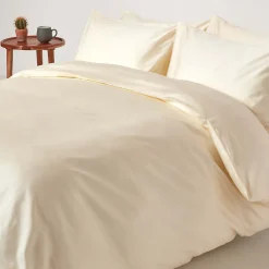 Homescapes Parure de lit en coton égyptien bio 400 fils écru, 135x200cm -