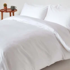 Homescapes Parure de lit en coton égyptien bio 400 fils blanc, 135x200cm - Discount