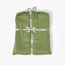 Homescapes Parure de lit en coton égyptien bio 400 fils vert mousse, 135x200cm -