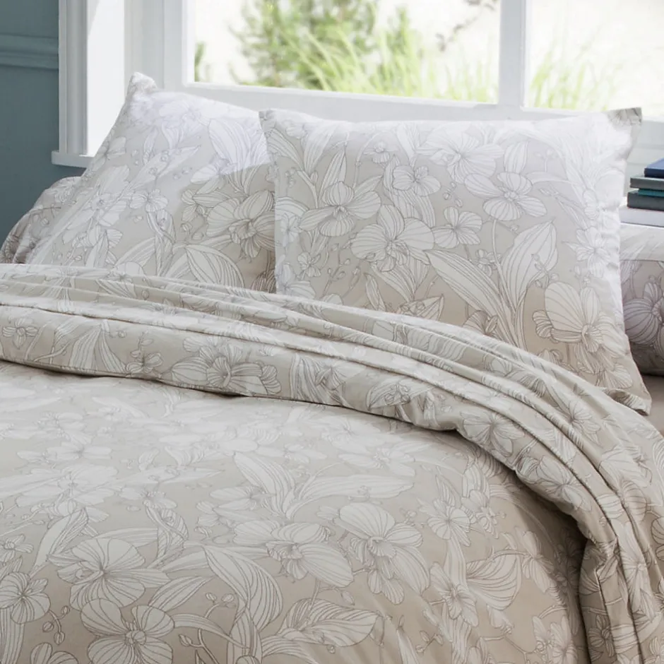 Tradilinge Parure de lit en flanelle esprit fleuri (200x200 cm - Naturel)