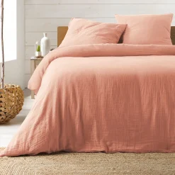 Douceur D'Intérieur Parure de lit en gaze de coton (260x240 cm - Rose Clair)