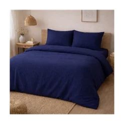 Promolinge Parure de lit en Gaze de Coton 240x260cm 260x240cm bleu
