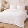 Promolinge Parure de lit en Gaze de Coton 240x260cm 260x240cm Blanc