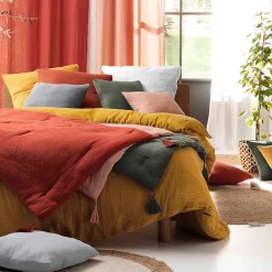 Douceur D'Intérieur Parure de lit en gaze de coton (260x240 cm - Gris clair)