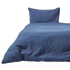 Homescapes Parure de lit en lin lavé bleu marine, 260x220cm - Online