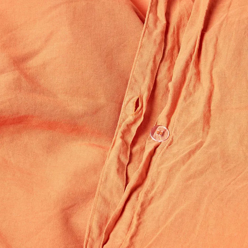 Homescapes Parure de lit en lin lavé orange, 240x220cm - Discount