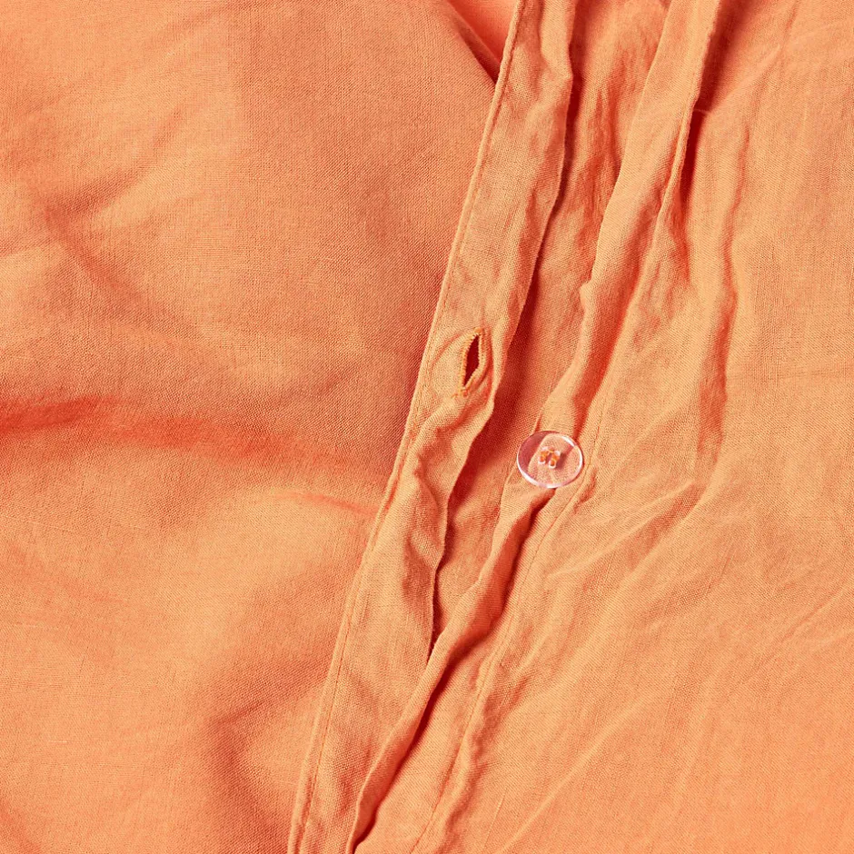 Homescapes Parure de lit en lin lavé orange, 260x220cm -