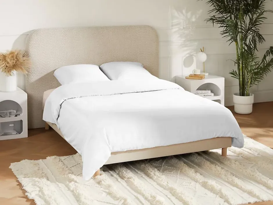 Vente-unique Parure de lit en satin 108 fils/cm² - Housse de couette 220 x 240 cm + 2 taies d'oreiller 63 x 63 cm - Blanc - TALORA de PALACIO Clearance