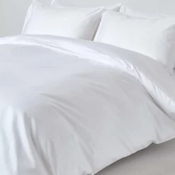 Homescapes Parure de lit en satin de coton égyptien 1000 fils blanc, 260x220cm -