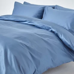 Homescapes Parure de lit en satin de coton égyptien 1000 fils bleu, 135x200cm -