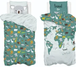 Atmosphera Créateur D'Intérieur Parure de lit enfant Carte du monde - coton 140x200 cm - Atmosphera