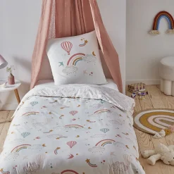 Future Home Parure de lit enfant en coton imprimé arc-en-ciel 140x200cm