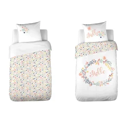 Côté Déco Parure de lit enfant Hello - 100% coton 57 fils/cm² Hot