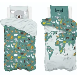 Atmosphera Parure de lit enfant imprimée Carte du Monde Clearance