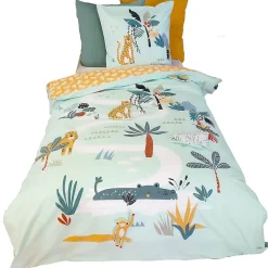 Linnea Parure de lit enfant JUNGLE MANIA 140x200 cm microfibre vert