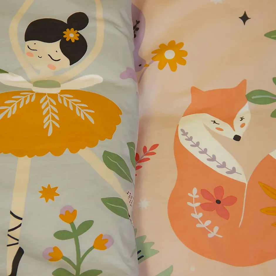 Côté Déco Parure de lit enfant Licorne - 140x200 cm + 1 taie - Coton 57 fils,cm² - 140x200cm - Rose