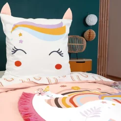 Côté Déco Parure de lit enfant Licorne avec oreilles rembourrées - 100% coton 57 fils/cm² Best