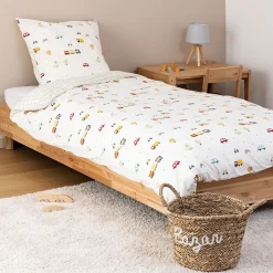 Atmosphera Parure de lit enfant réversible voitures - 100% coton 57 fils/cm²