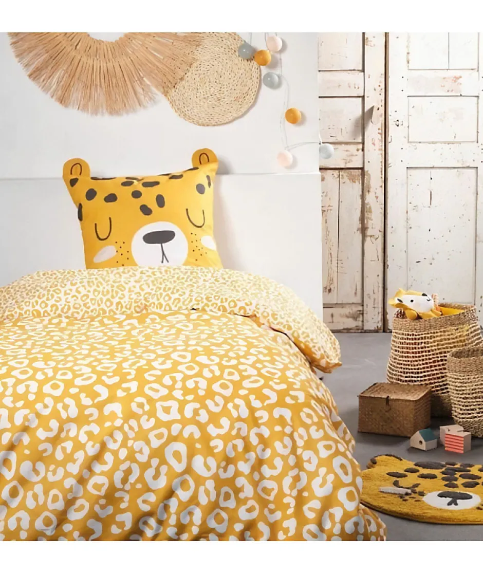 Todays Tools Parure de lit enfant TODAY Funny - 140x200 cm - 100% Coton - imprimé léopard Clearance