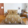 Côté Déco Parure de lit FEUILLU - 240x220 cm - Coton lavé tufté - 52 fils,cm² - Moutarde - 220x240cm - Moutarde