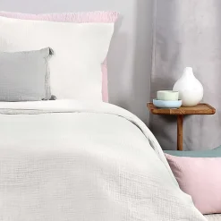 Housse De Rêve Parure de lit housse de couette avec taie d'oreiller 100% gaze de coton blanc taille 140x200 cm
