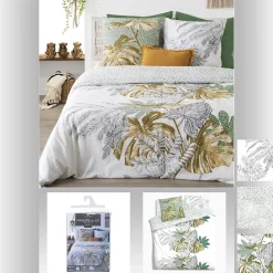 Atmosphera Parure de Lit imprimé Monstera en 240 x 220 New