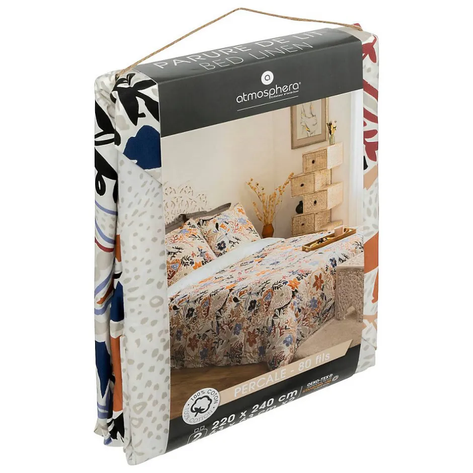 Atmosphera Créateur D'Intérieur Parure de lit imprimée Alesio - percale - 240x220 cm - Atmosphera