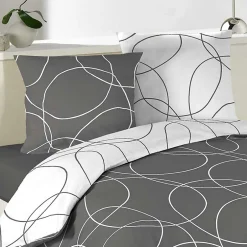 Douceur D'Intérieur Parure de lit imprimée "Cercles" (140x200 cm - Gris Galet)