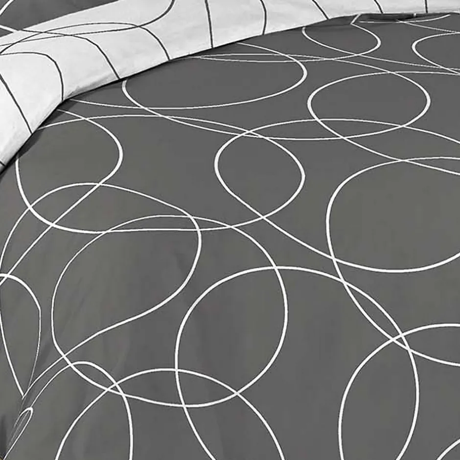 Douceur D'Intérieur Parure de lit imprimée "Cercles" (140x200 cm - Gris Galet)