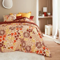Atmosphera Créateur D'Intérieur Parure de lit imprimée Daisie marron 240x220cm - Atmosphera New