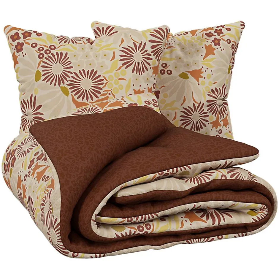 Atmosphera Créateur D'Intérieur Parure de lit imprimée Daisie marron 240x220cm - Atmosphera New
