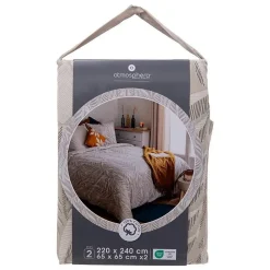 Atmosphera Créateur D'Intérieur Parure de lit imprimée Nalh 240x220cm beige lin - Atmosphera