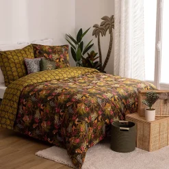 Atmosphera Créateur D'Intérieur Parure de lit imprimée Tropical boudoir 240x220cm vert kaki - Atmosphera New