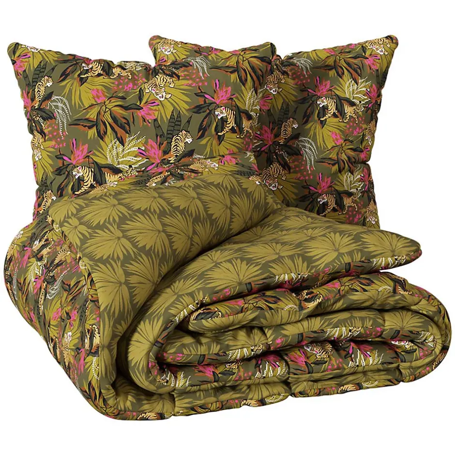 Atmosphera Créateur D'Intérieur Parure de lit imprimée Tropical boudoir 240x220cm vert kaki - Atmosphera New