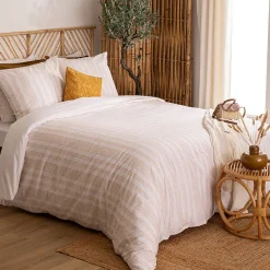 Atmosphera Créateur D'Intérieur Parure de lit Isao coton blanc/jaune 260x240cm - Atmosphera