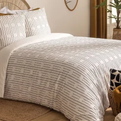Atmosphera Créateur D'Intérieur Parure de lit Kain coton blanc/noir 260x240cm - Atmosphera New