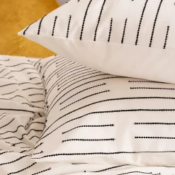 Atmosphera Créateur D'Intérieur Parure de lit Kain coton blanc/noir 260x240cm - Atmosphera New