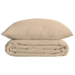 Atmosphera Créateur D'Intérieur Parure de lit Landiha Percale beige lin 260x240cm - Atmosphera